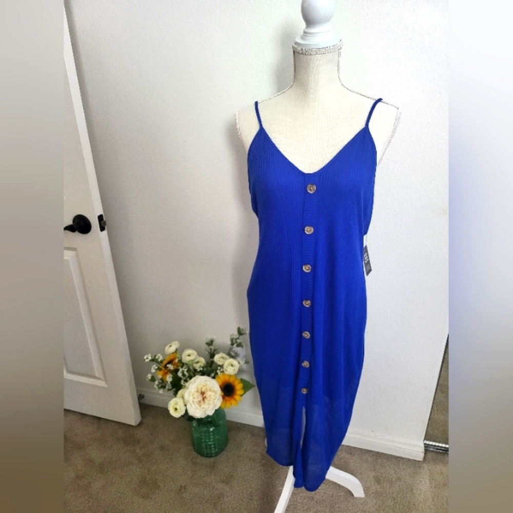 Express ribbed blue dress Petite Large